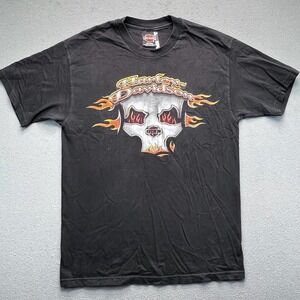 VTG Harley Davidson Skull Flames Daytona Beach FL T Shirt Mens Size M Cotton